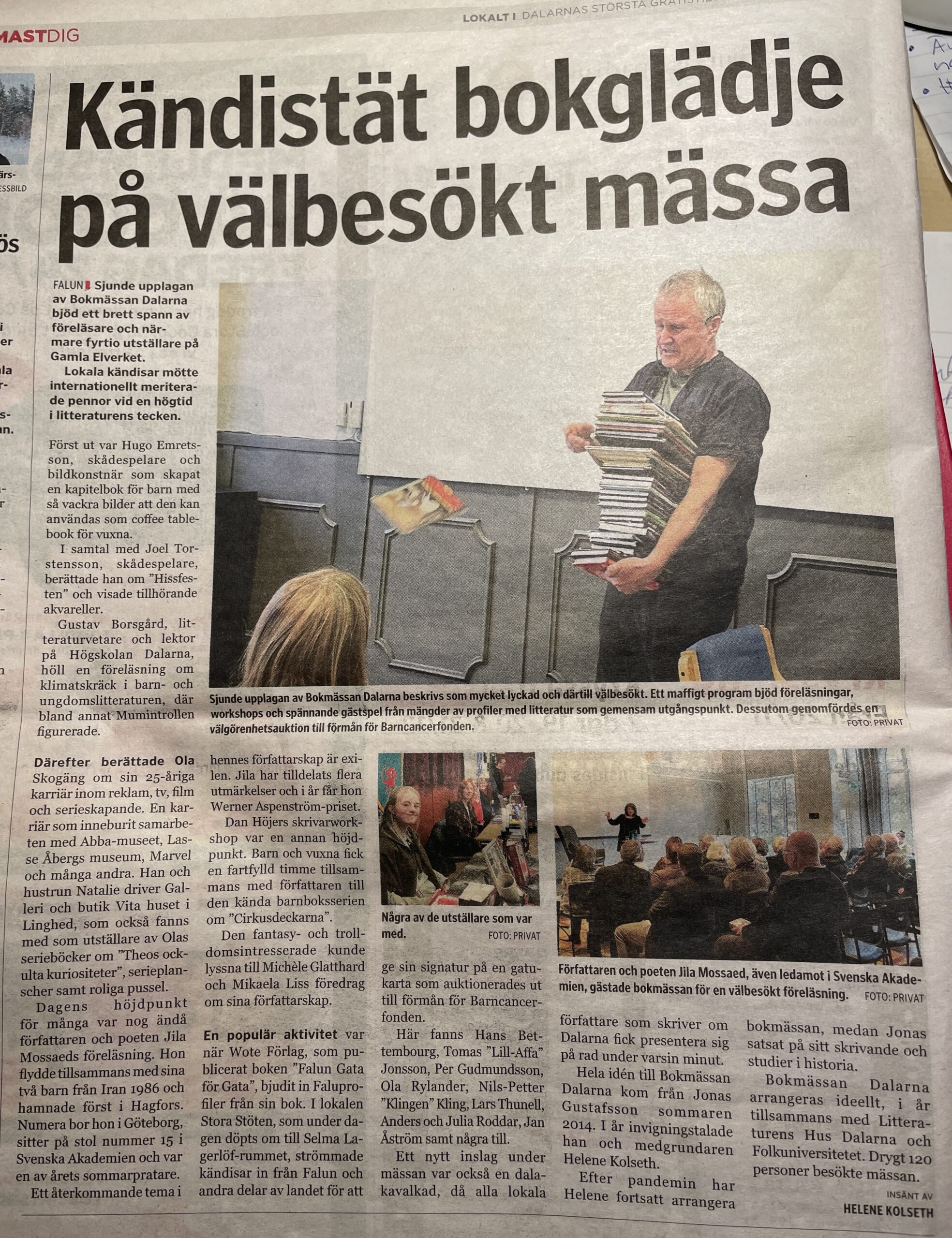 tidningssida med Dan Höjer bokmässan 2023